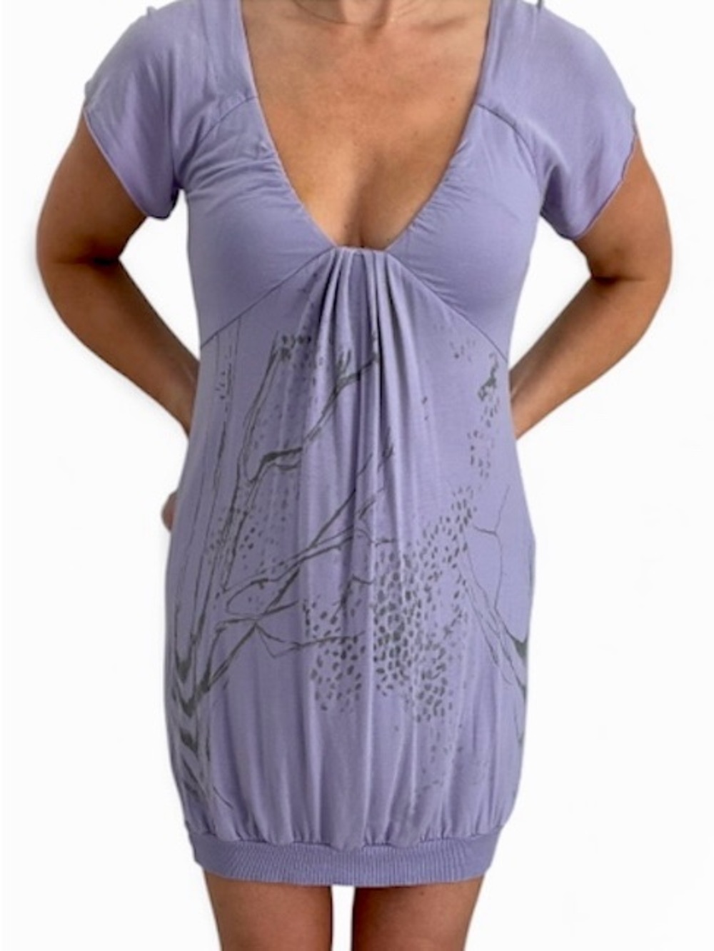 Wilfred Aritizia Lavender Short Sleeve Scoop Neck Dress